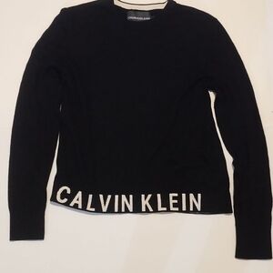 Calvin Klein Black and White Crew Neck Sweater